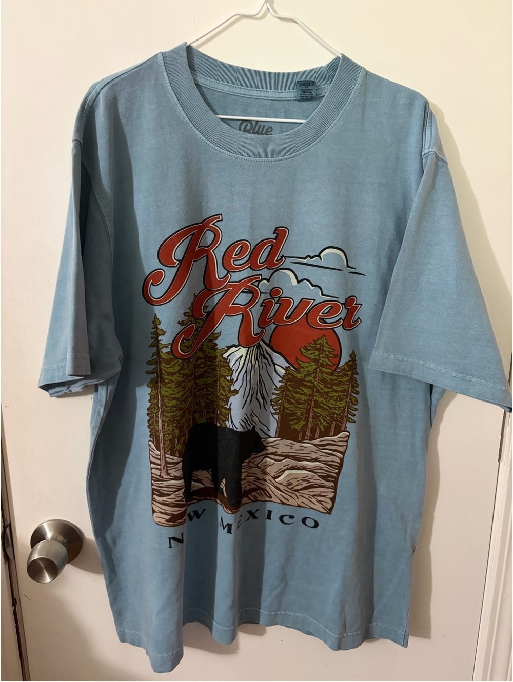 NWOT Men’s Blue 84 Oversized Large Red River New Mexico Tee Light Blue Tote13